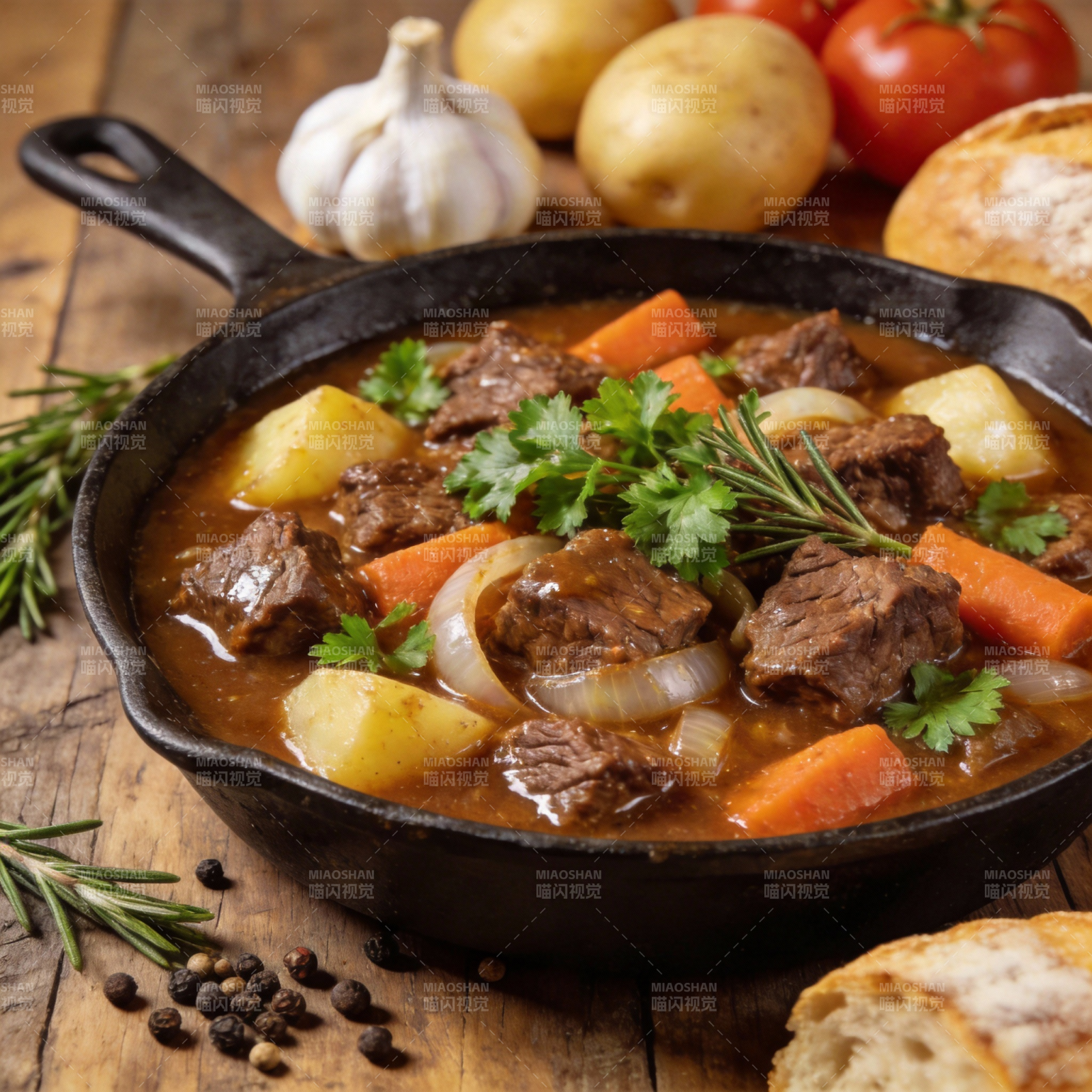 牛肉炖菜配蔬菜图片