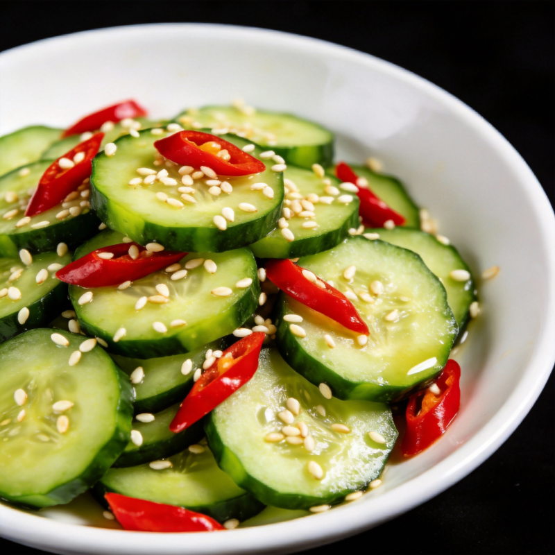 凉拌黄瓜配红椒图片
