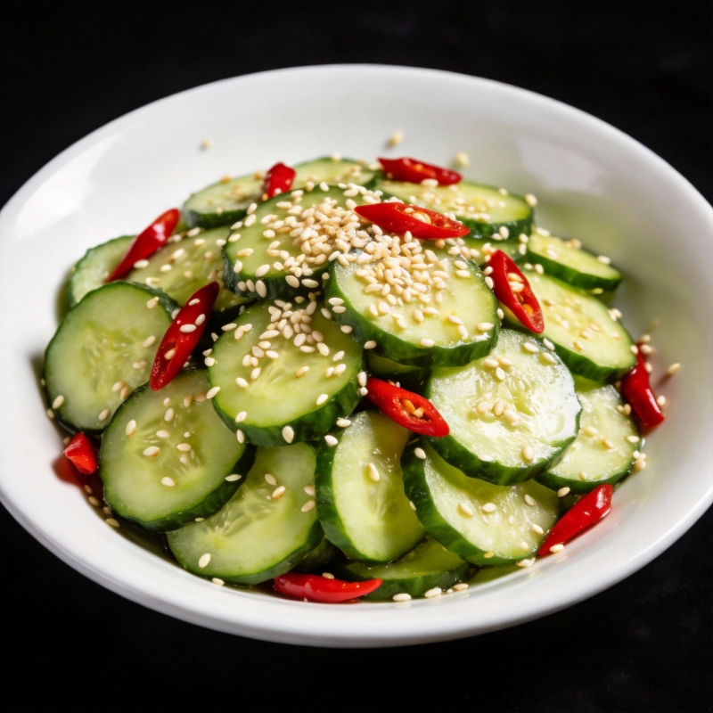 凉拌黄瓜配红椒图片