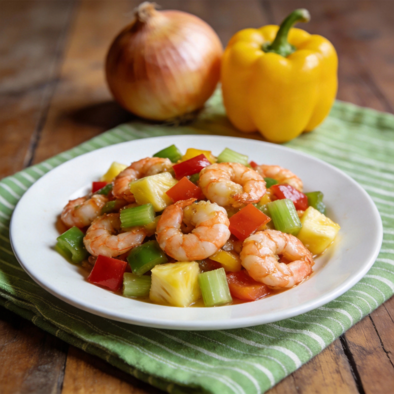 鲜虾炒彩蔬图片