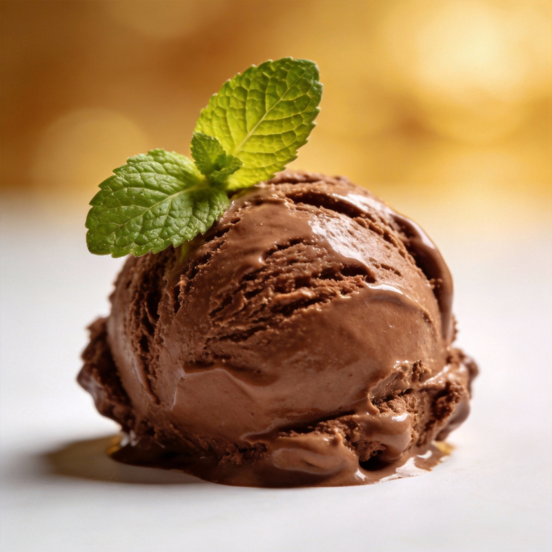 巧克力冰淇淋配薄荷图片