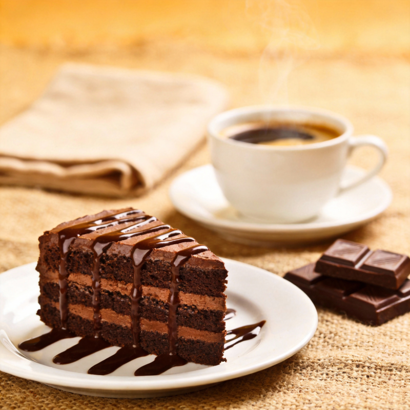 巧克力蛋糕配咖啡图片