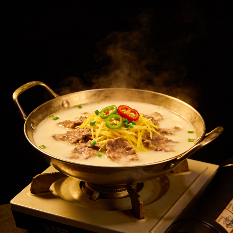 热气腾腾的牛肉锅图片