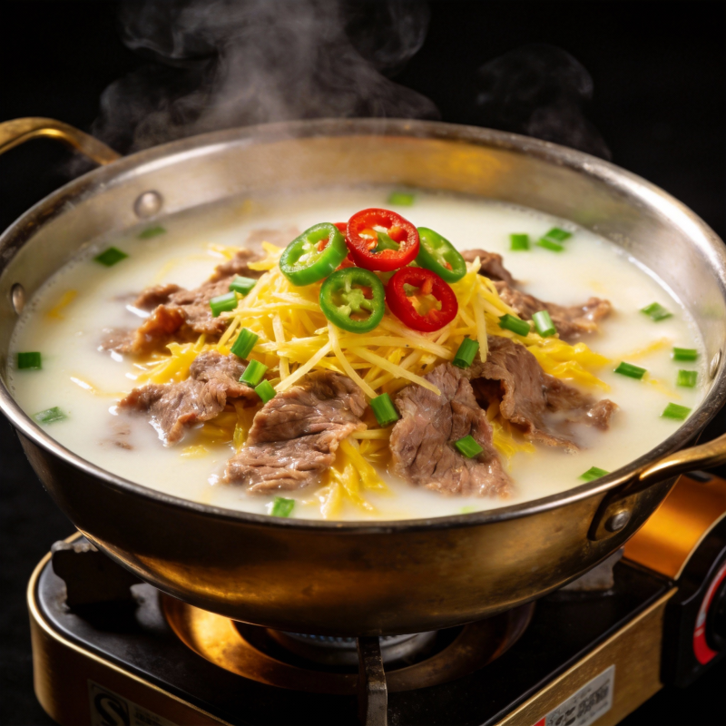 热气腾腾的牛肉锅图片