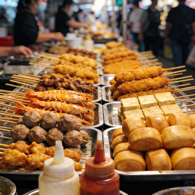 夜市美食摊位图片