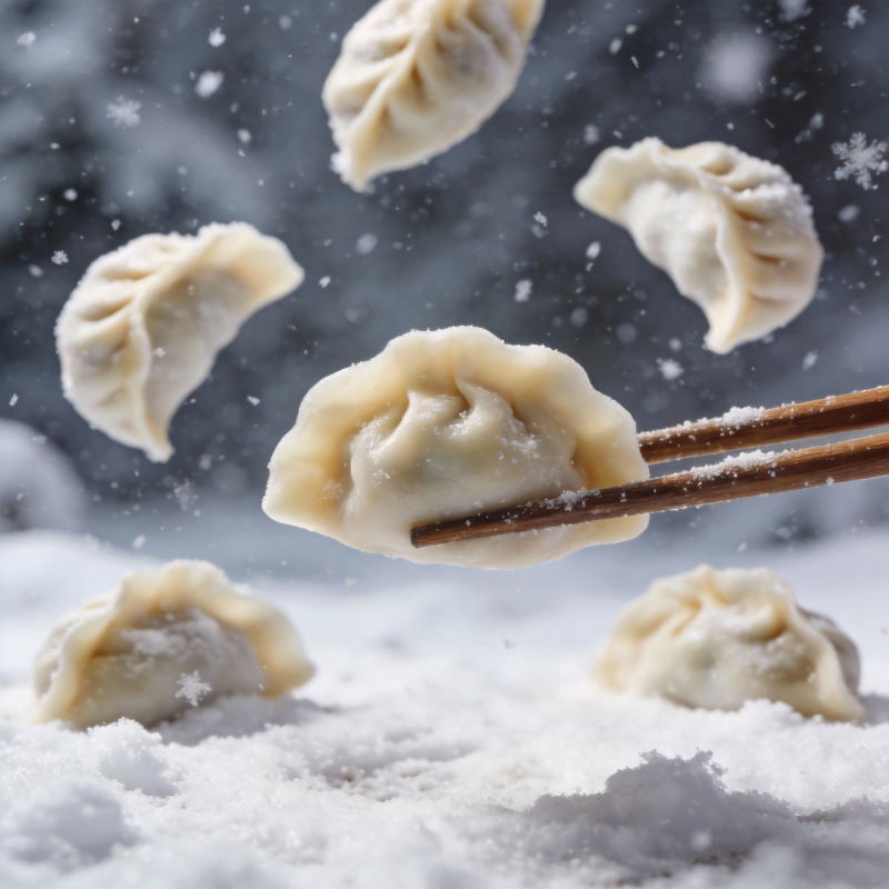 雪中饺子飘香图片