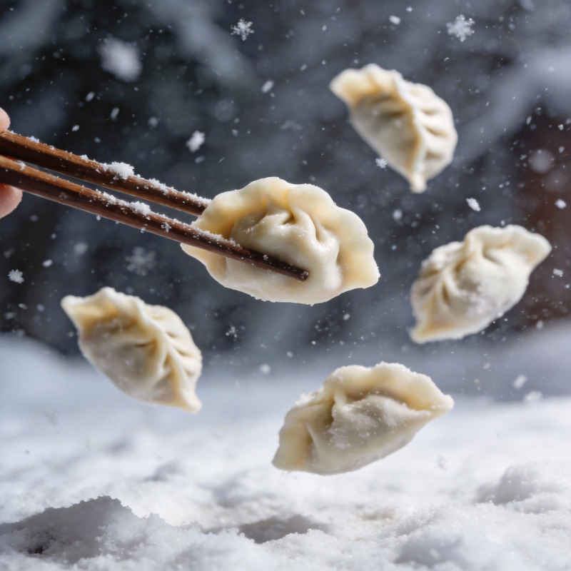 雪中饺子飞舞图片