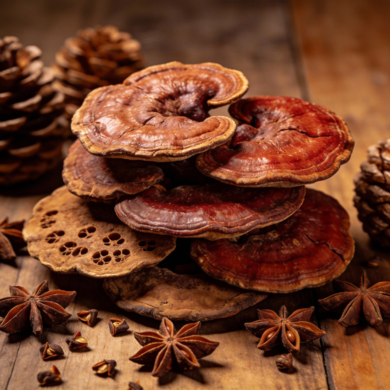 灵芝与八角的静谧之美图片