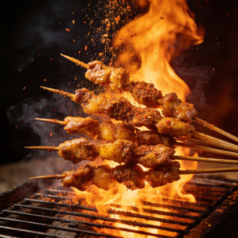 火焰烤串飘香图片