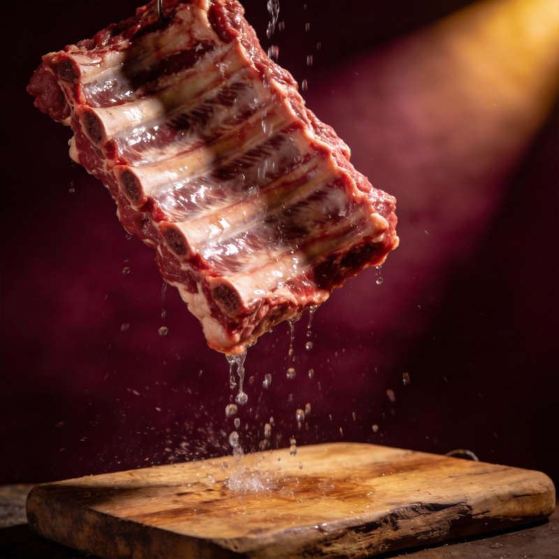 鲜嫩肋排滴汁落砧图片