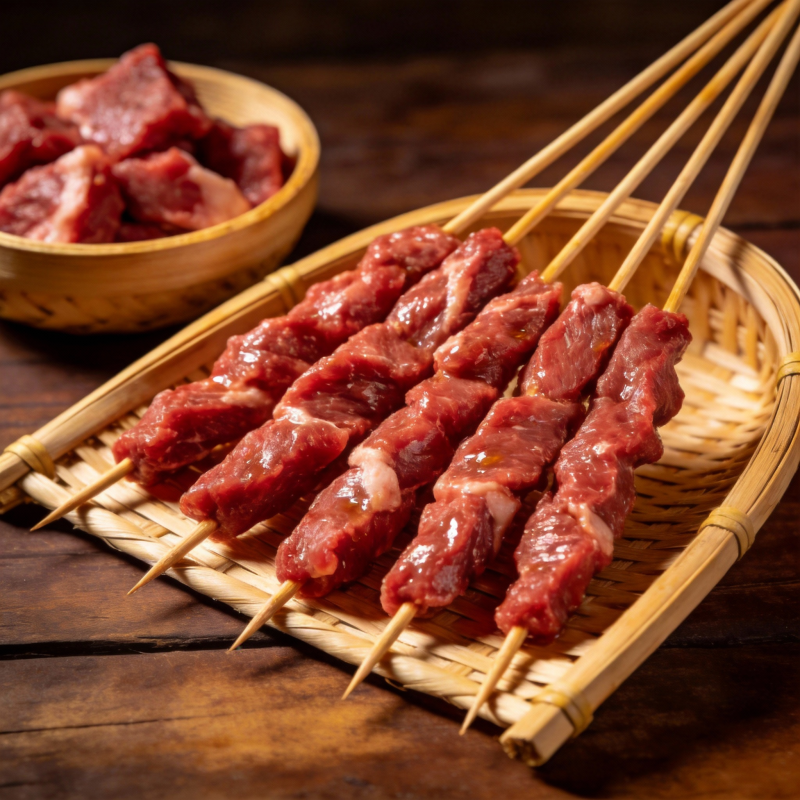 鲜嫩牛肉串图片