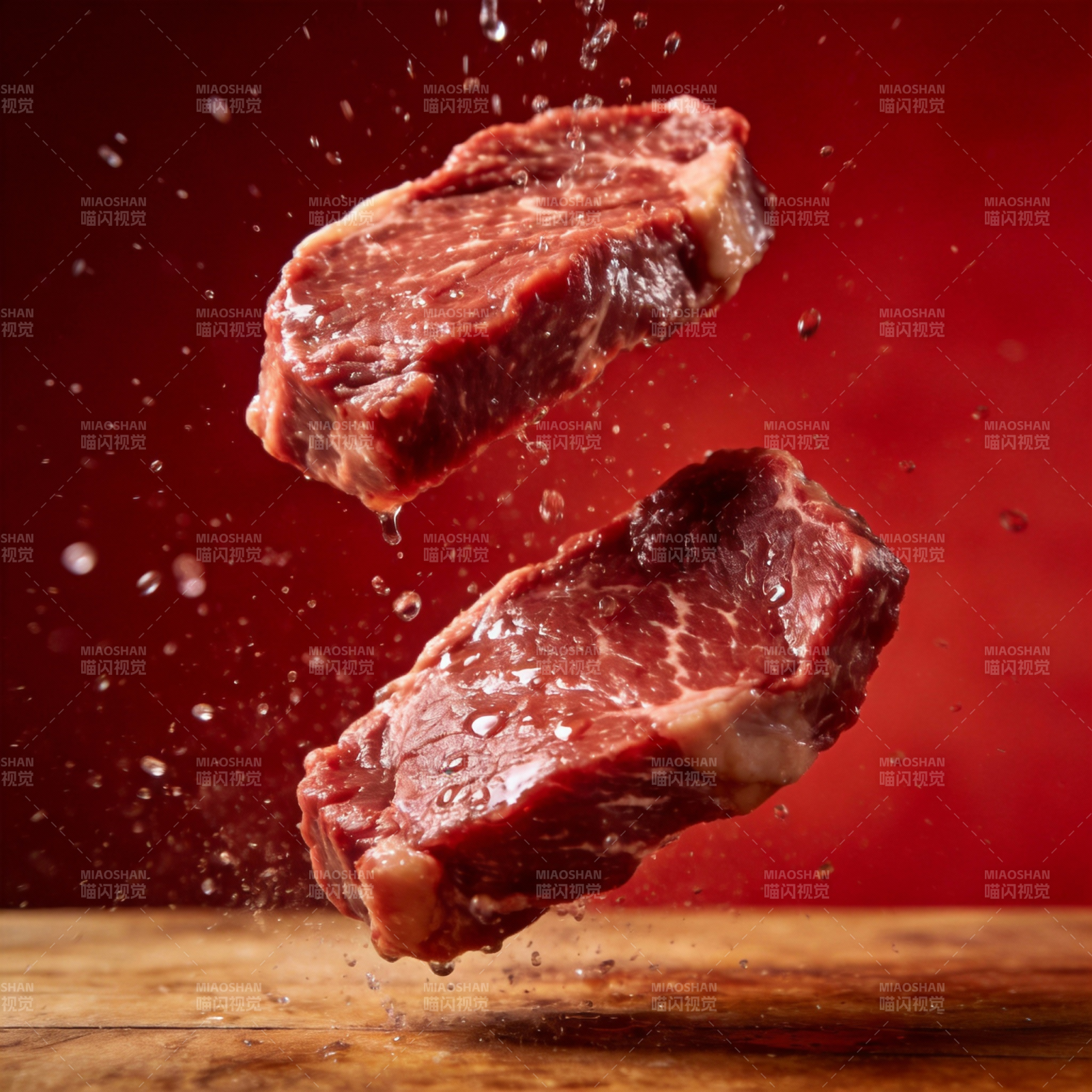 鲜嫩牛肉跃动瞬间图片