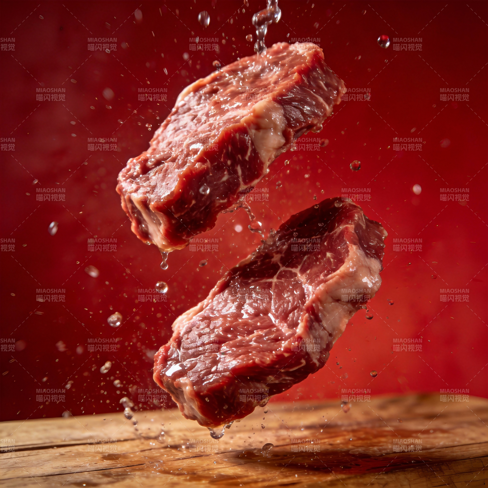 鲜嫩牛排飞溅瞬间图片