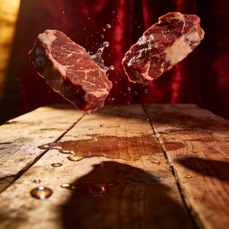 牛排飞溅瞬间图片