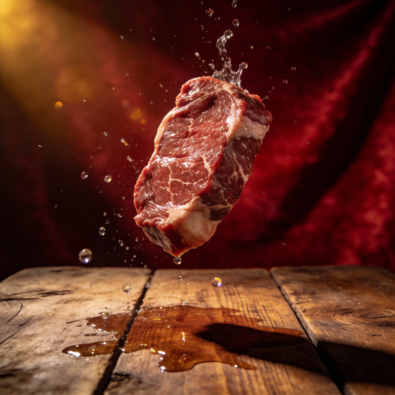 鲜嫩牛肉跃动瞬间图片