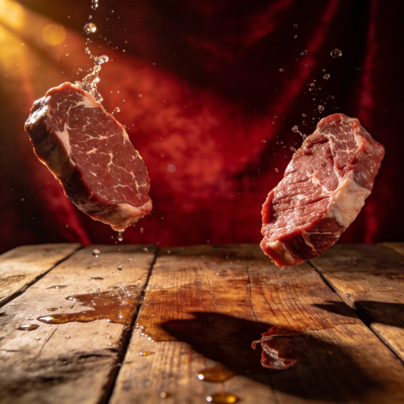 飞溅的牛排图片