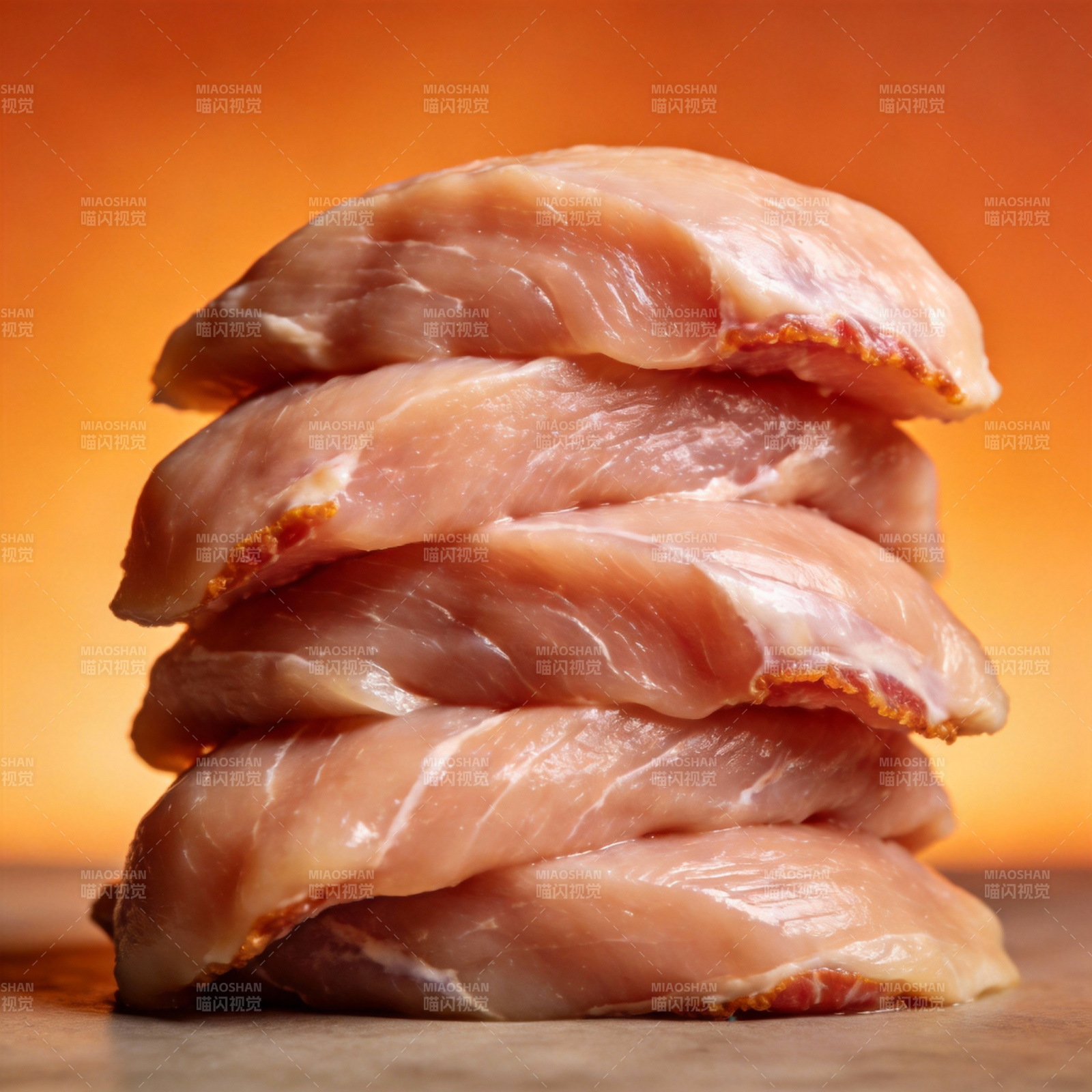 鲜嫩鸡胸肉堆叠图片