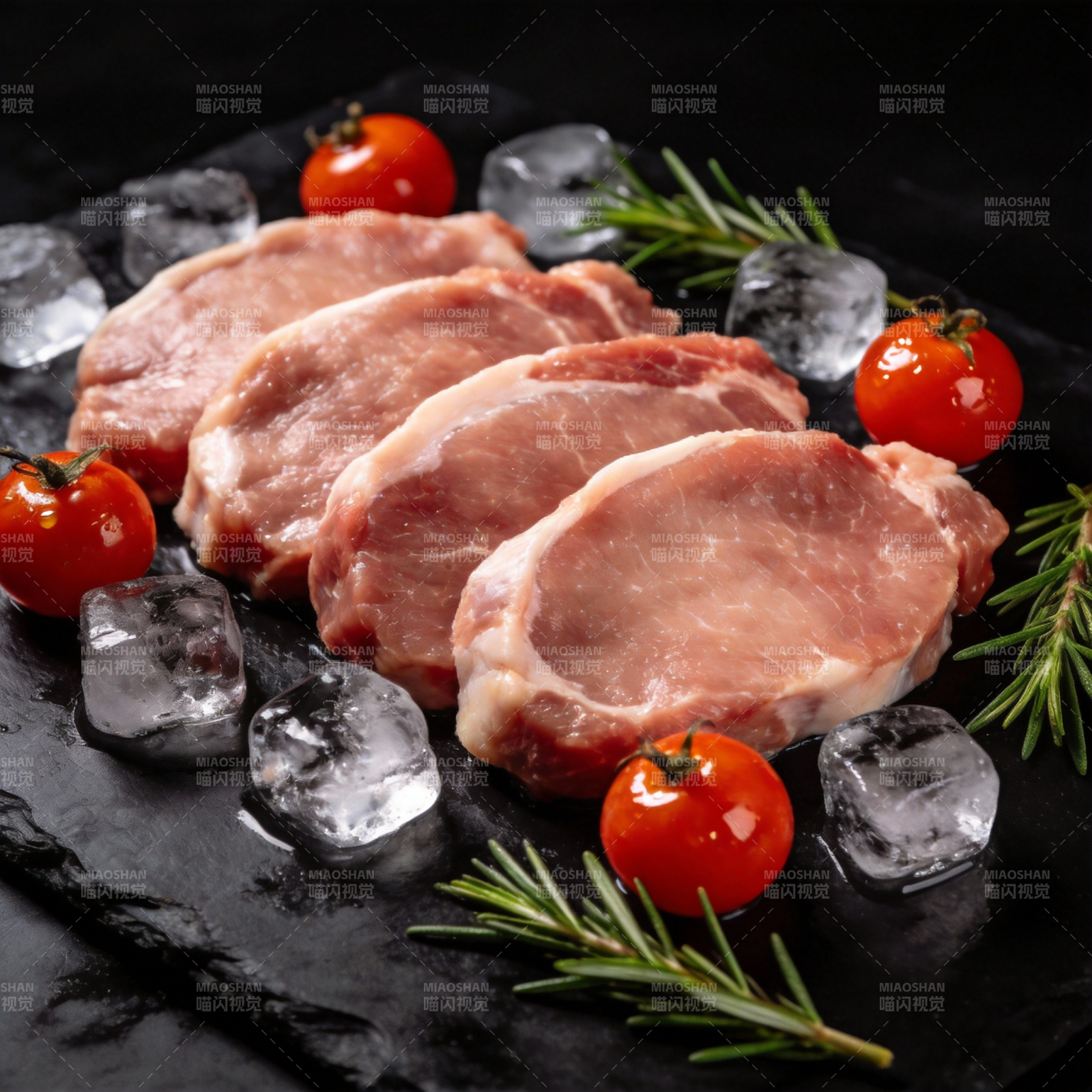 鲜嫩猪排配樱桃番茄图片