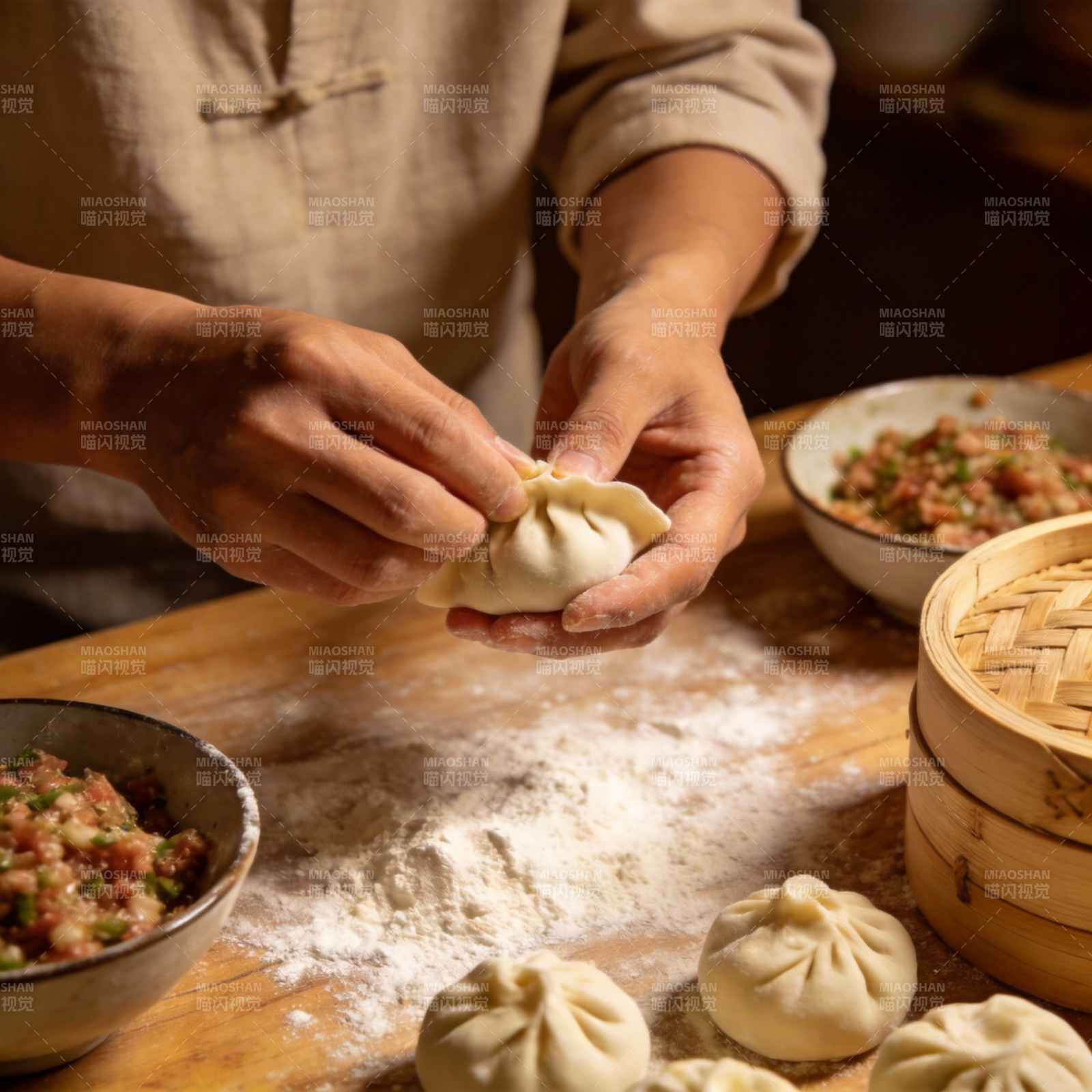 手工包饺子图片