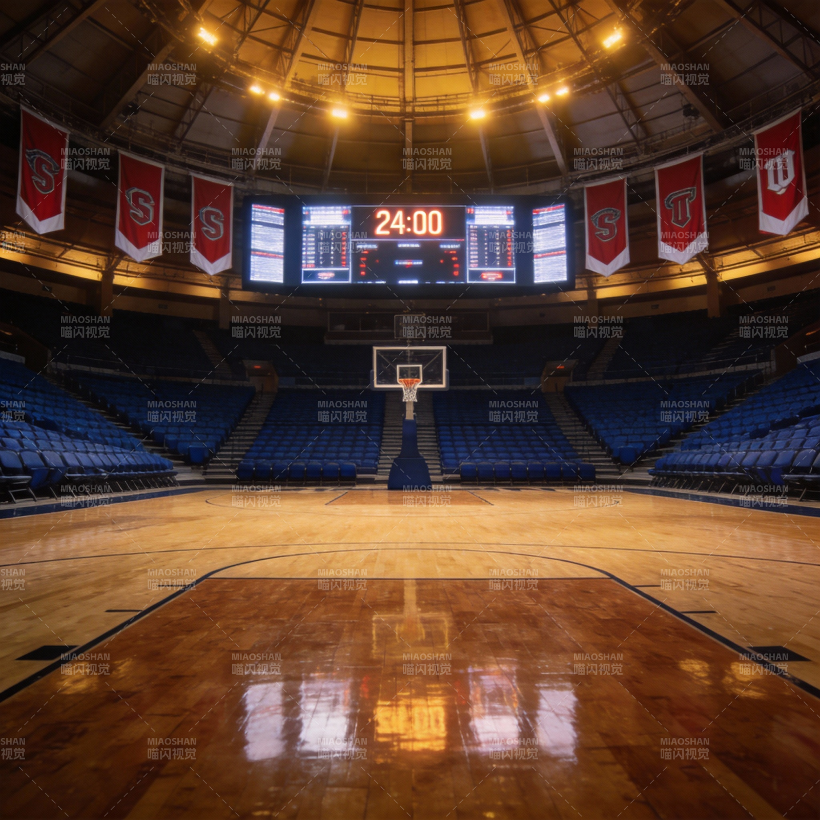 空旷篮球场静待比赛图片