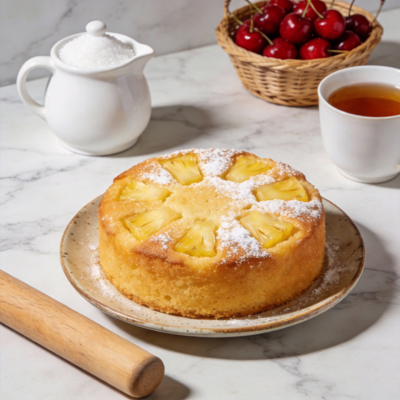 菠萝蛋糕配茶点图片