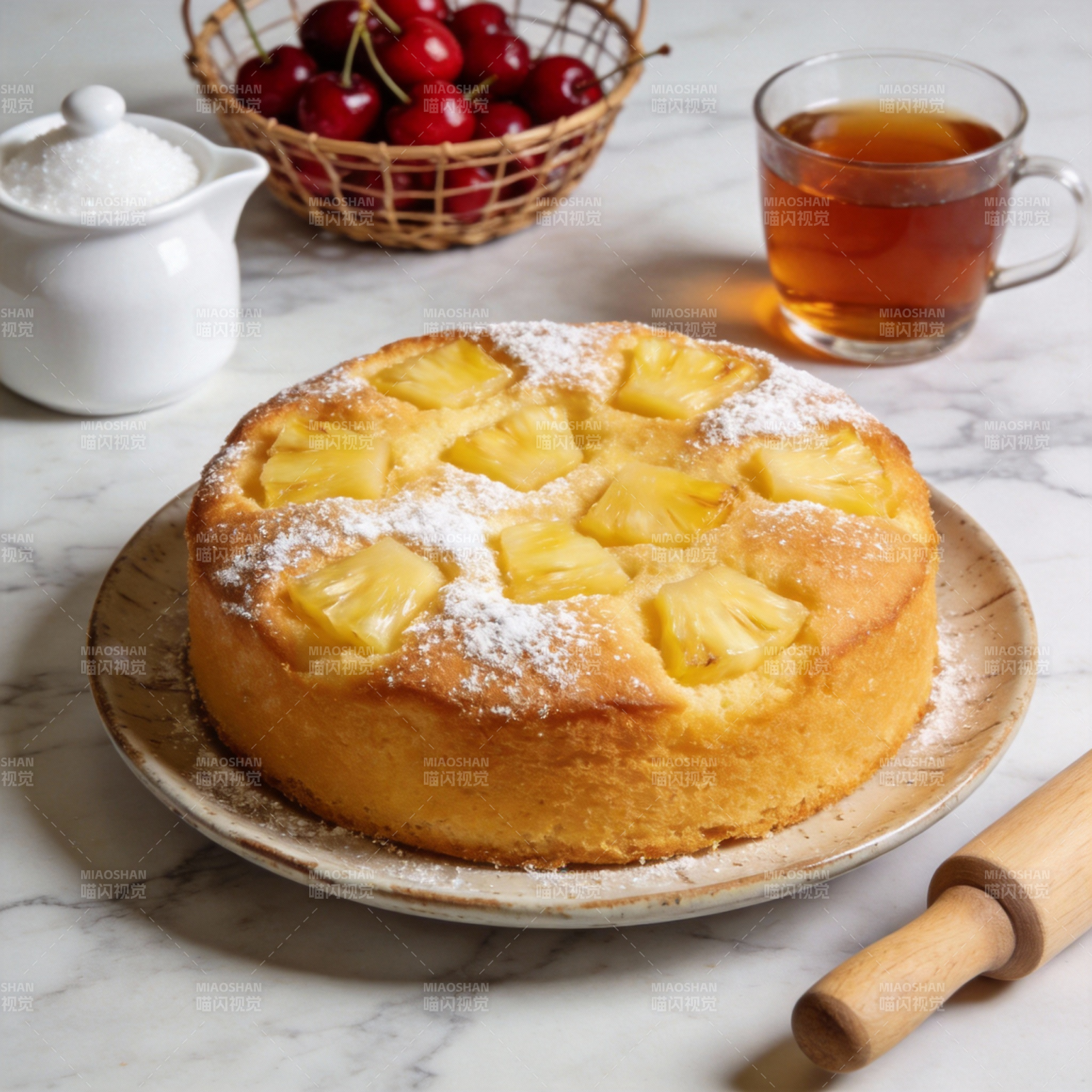 菠萝蛋糕配茶图片