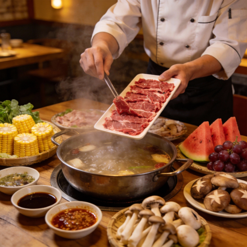 火锅盛宴 鲜嫩牛肉图片