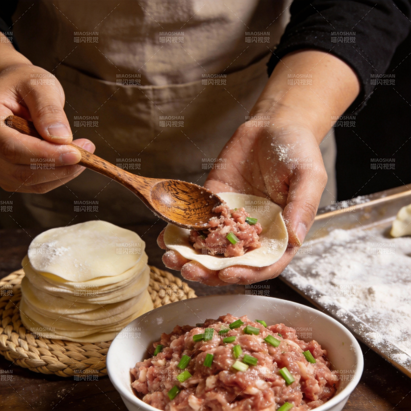 包饺子馅料准备图片