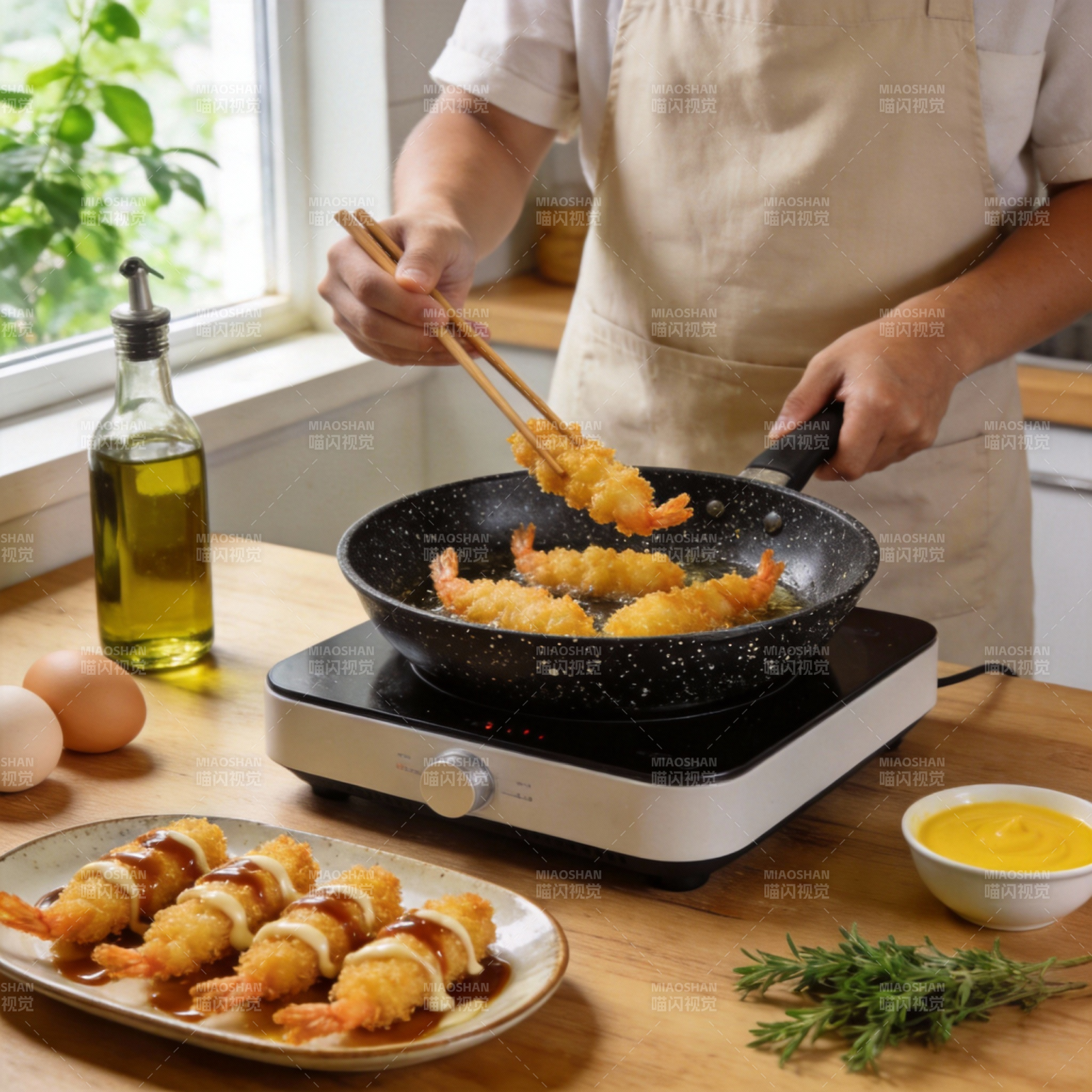 煎虾卷 美味出炉图片