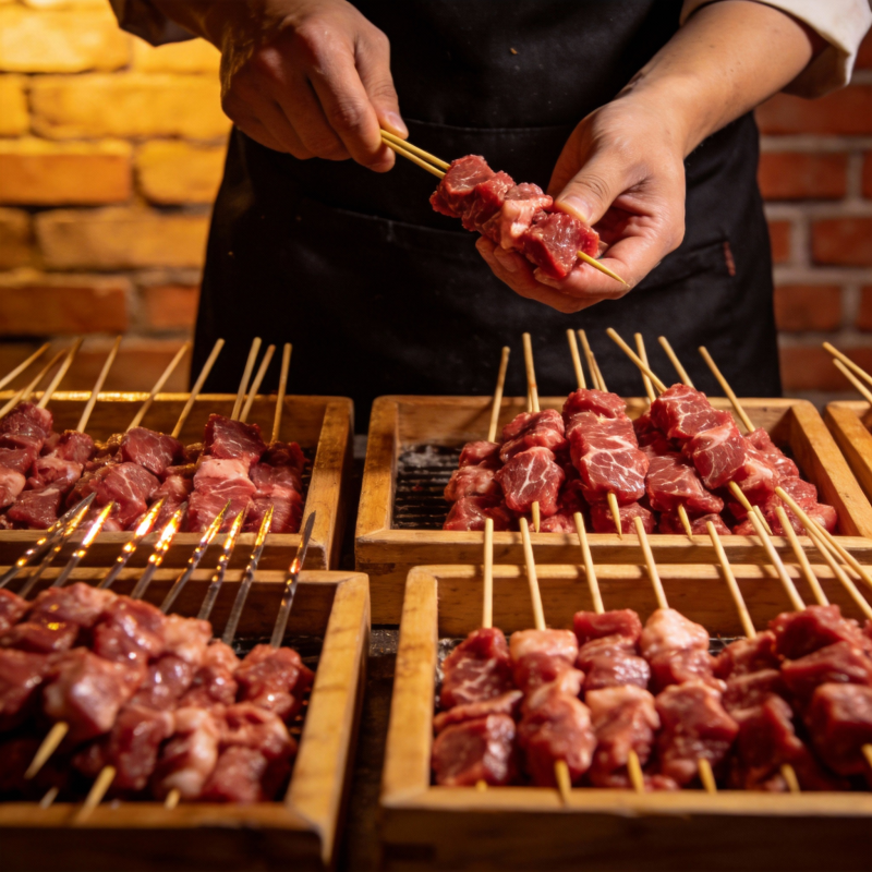 串肉准备中图片