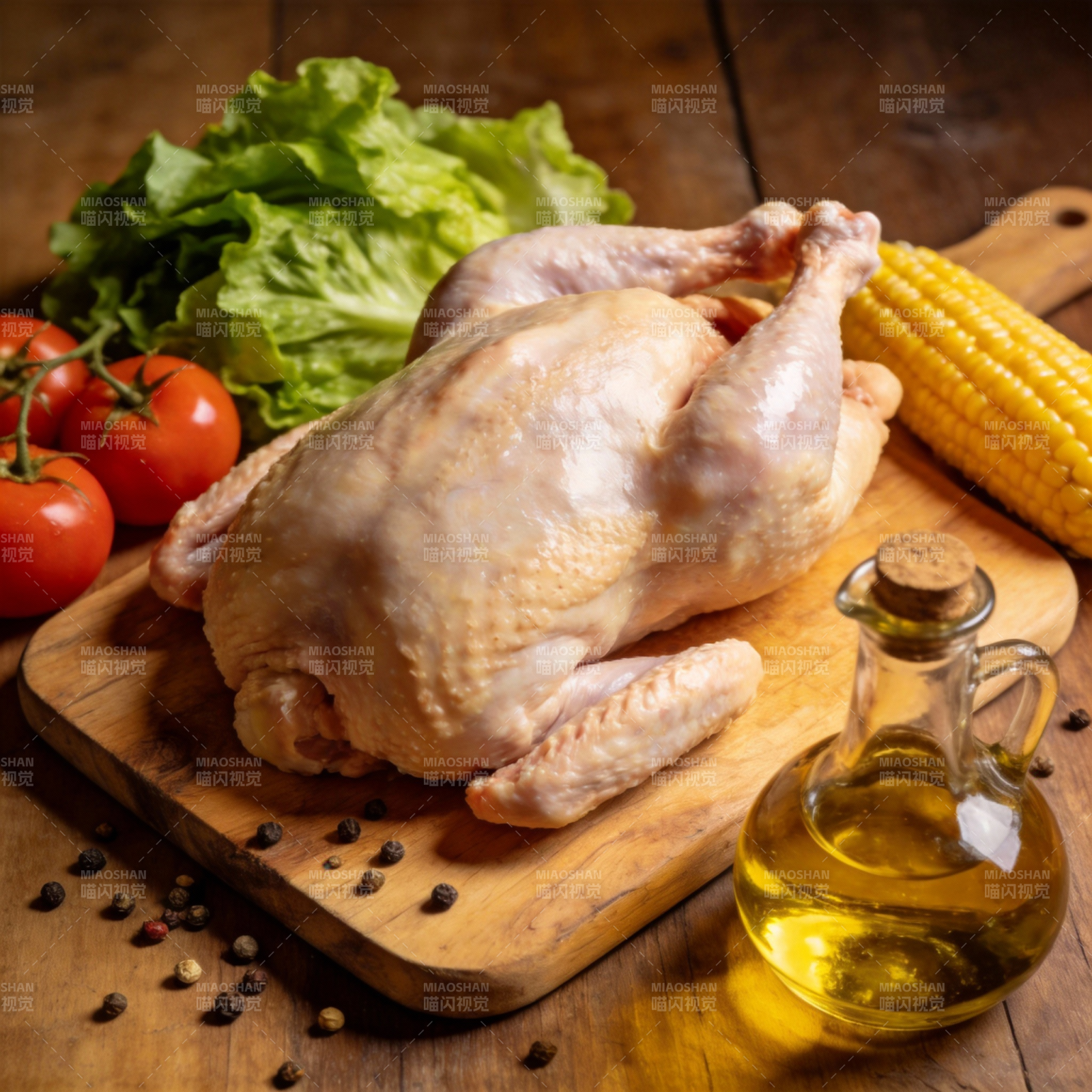 新鲜整鸡待烹图片