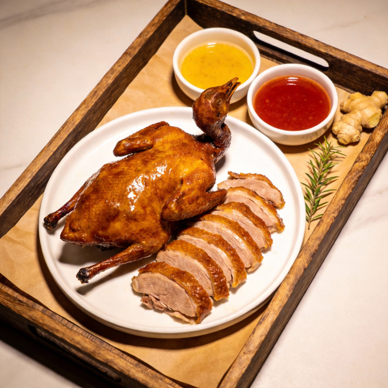 烤鸭配酱料图片