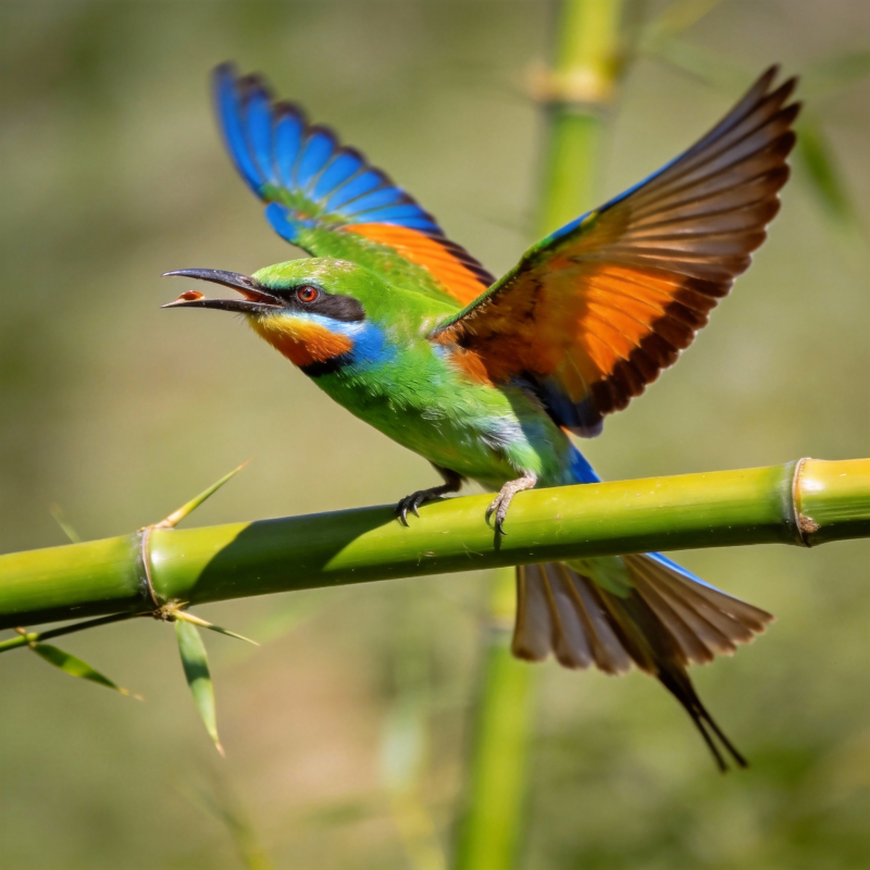 彩羽鸟栖竹枝图片