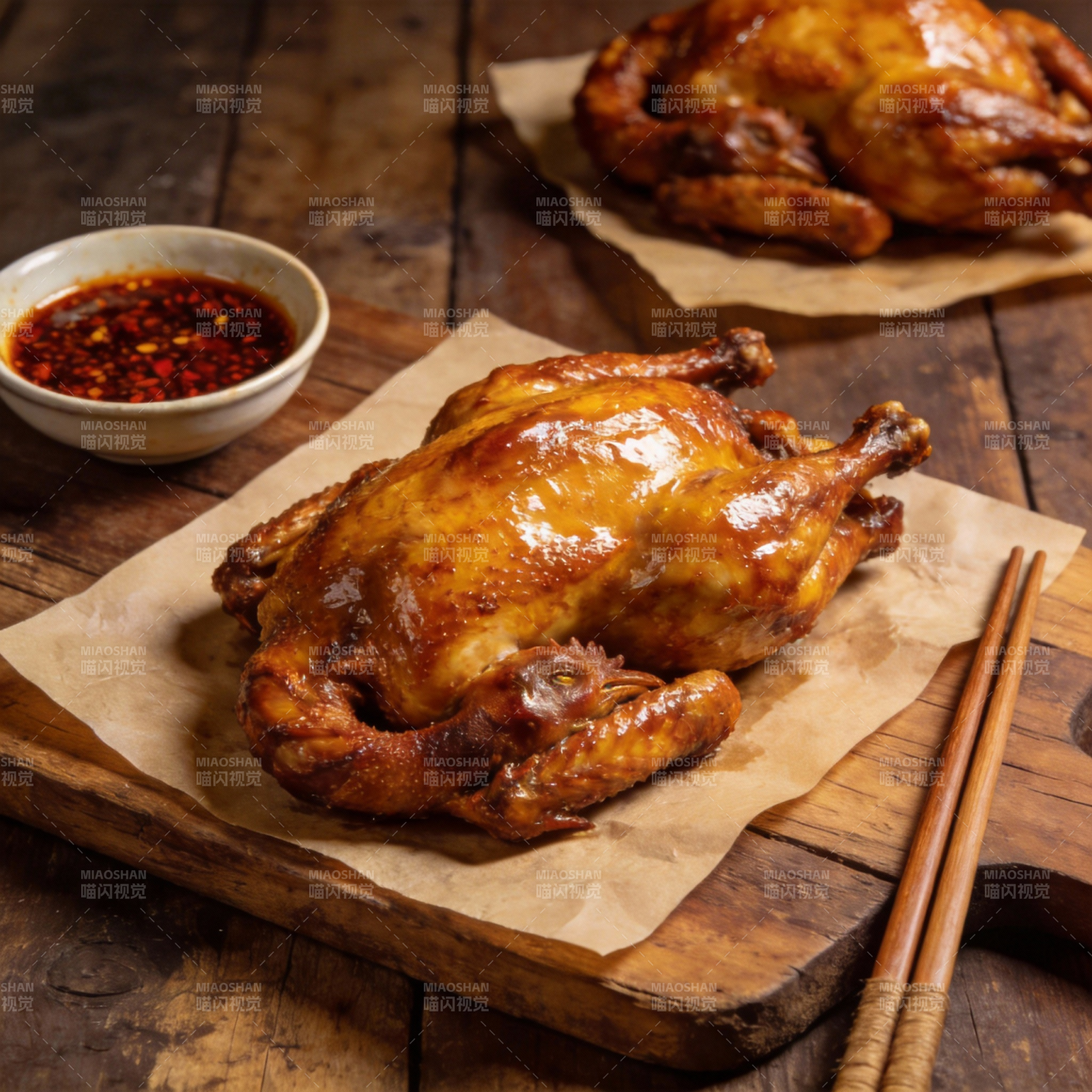 烤鸡配辣酱图片