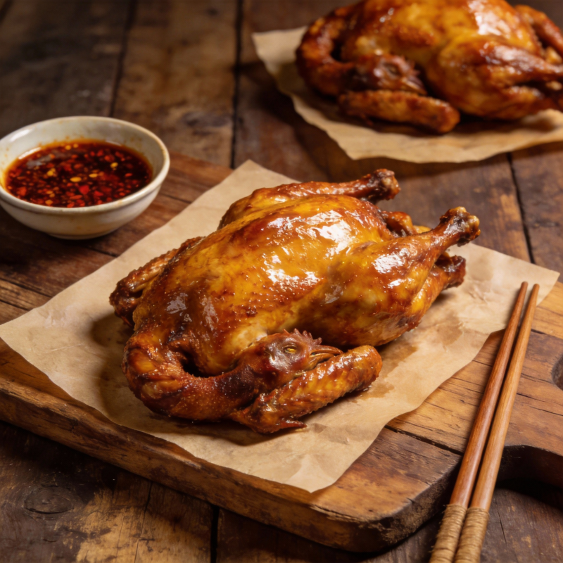 烤鸡配辣酱图片