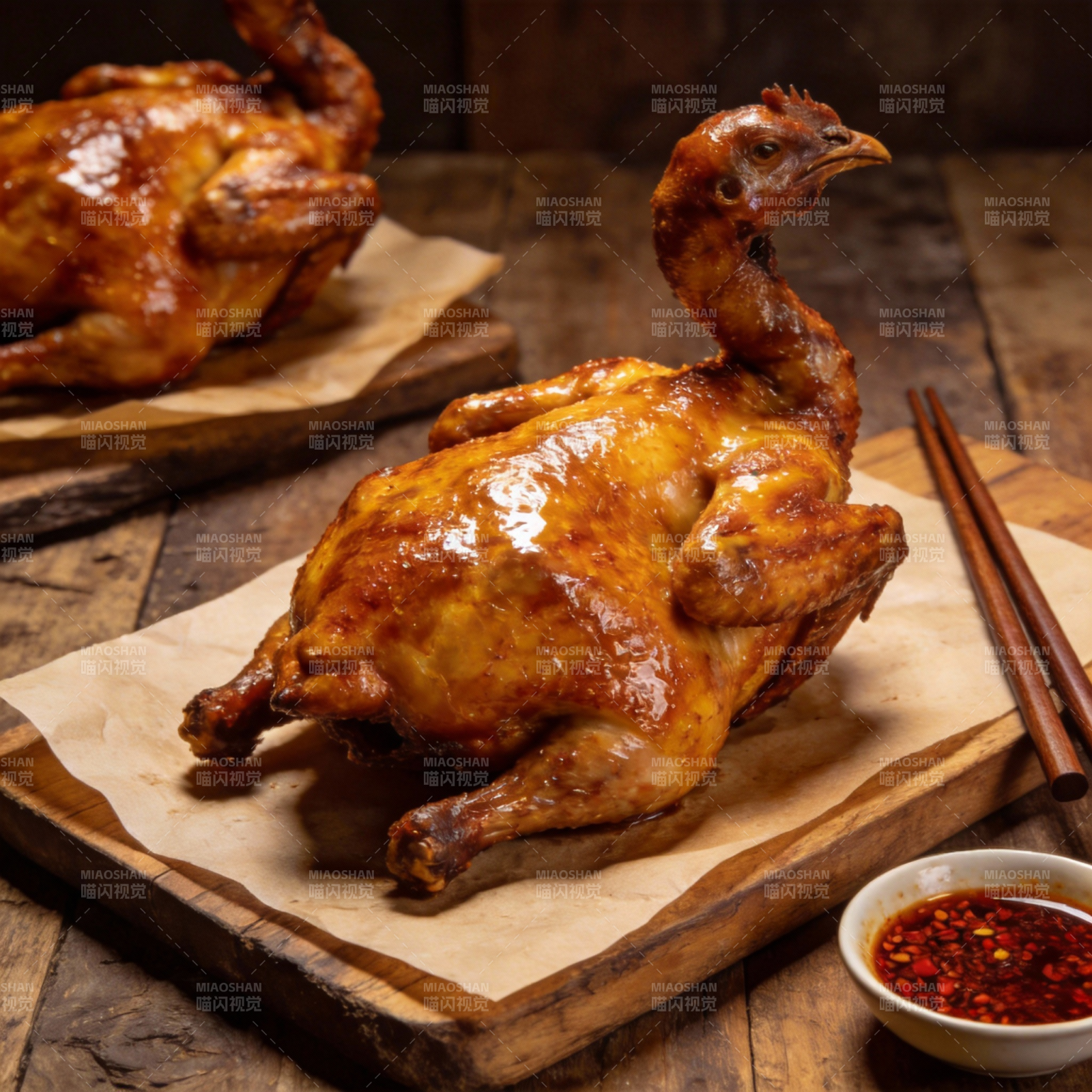 烤鸡配辣酱图片