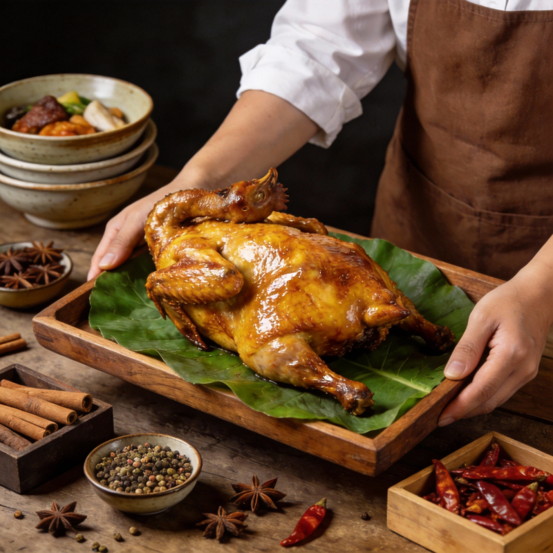 金黄烤鸡 香气四溢图片