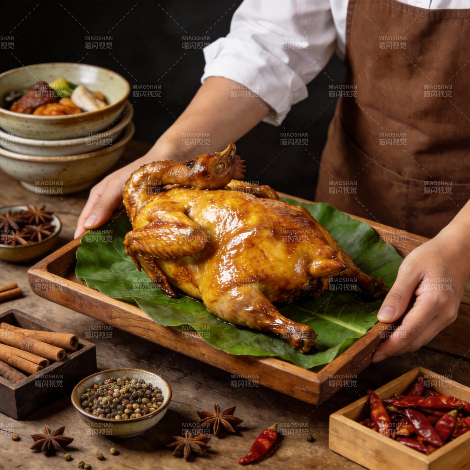 金黄烤鸡 香气四溢图片
