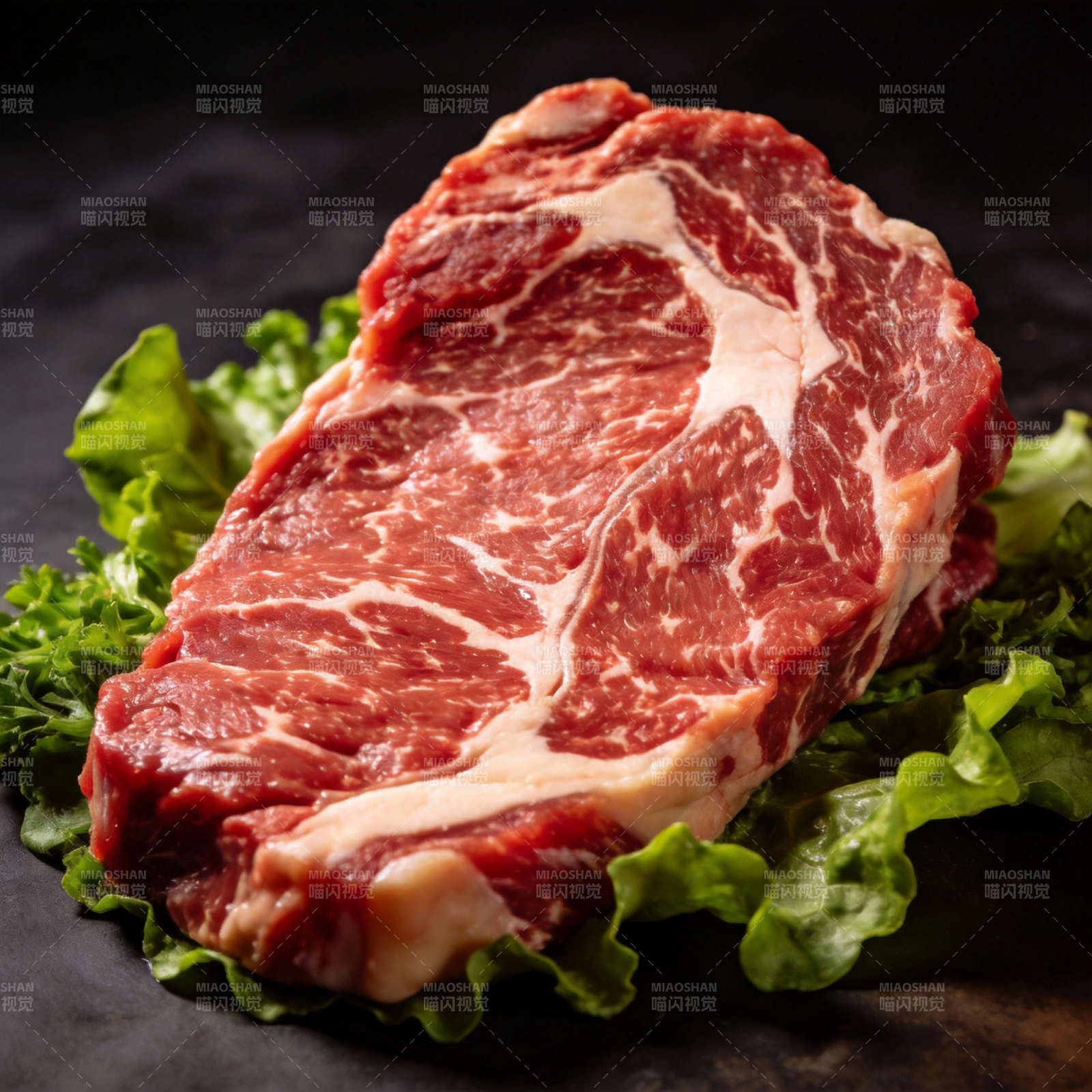 鲜嫩牛排配生菜图片