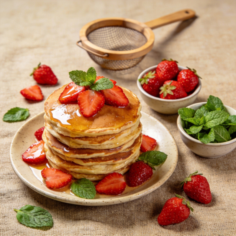 草莓薄荷煎饼图片