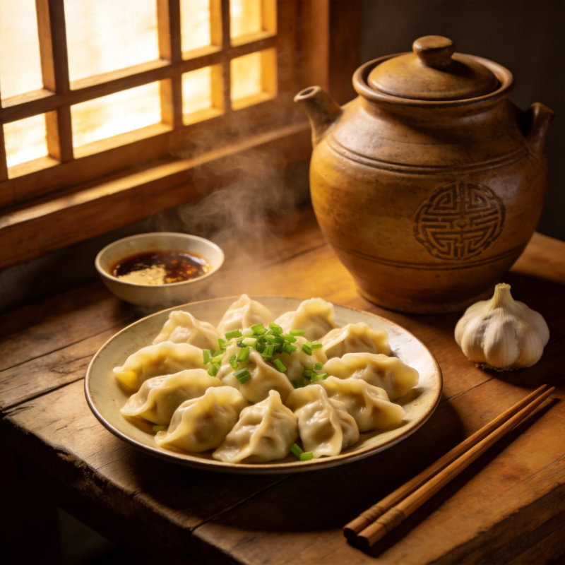 热腾腾的饺子宴图片