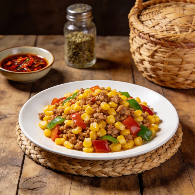 玉米炒肉丁图片