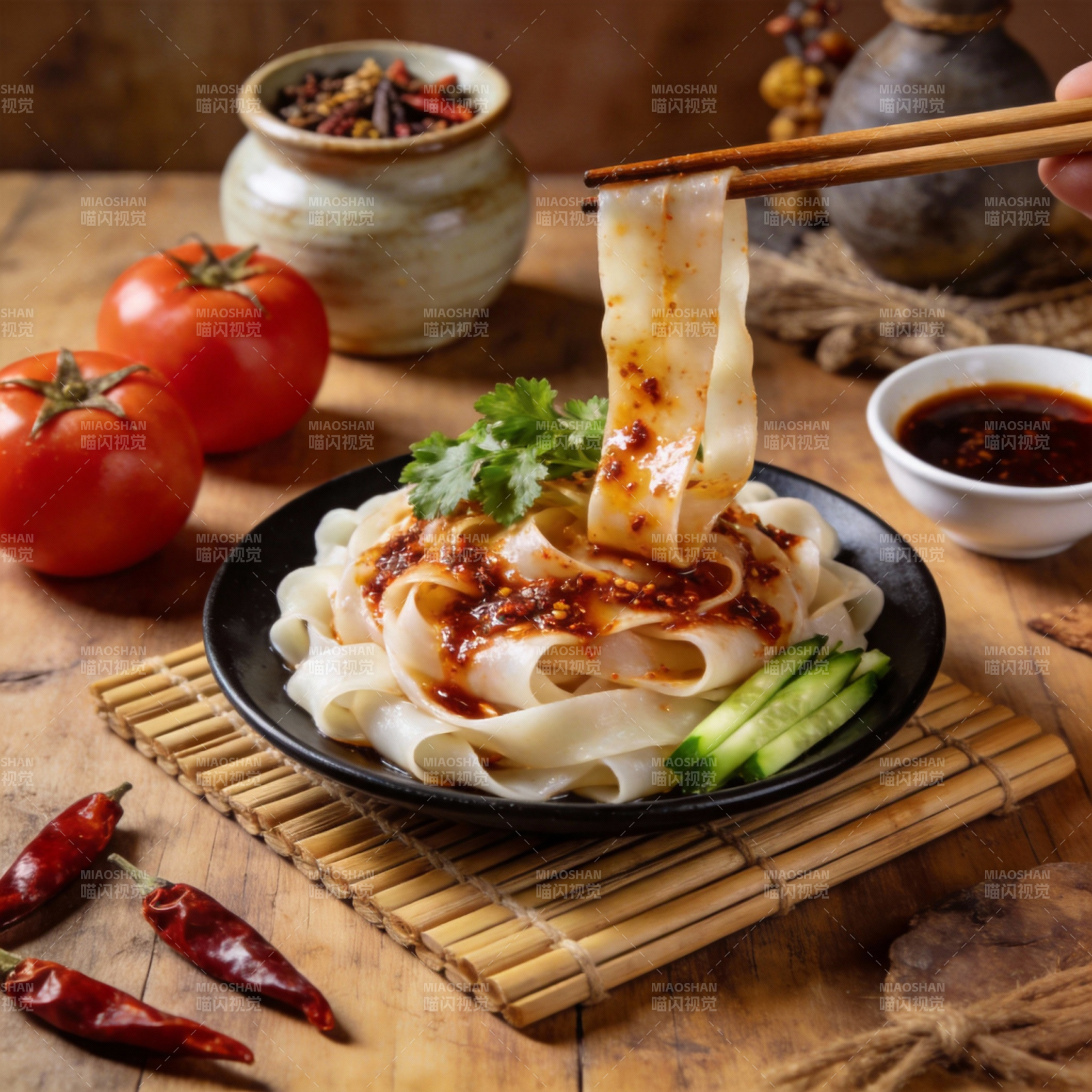 凉皮配辣酱图片