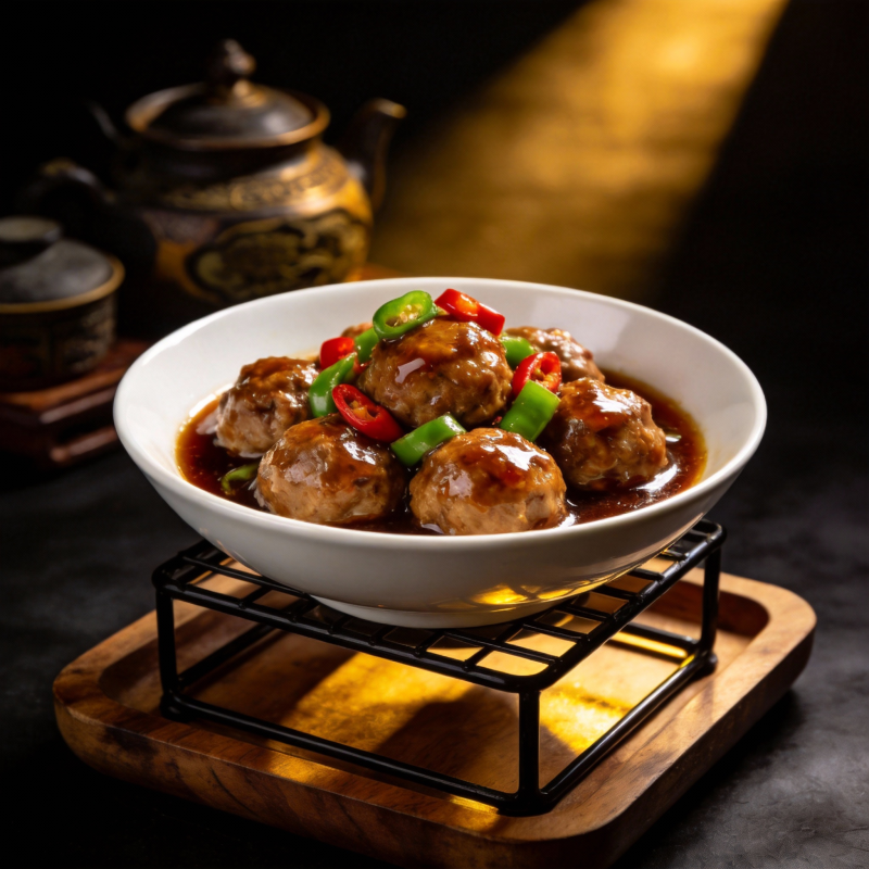 红烧肉丸配青椒图片