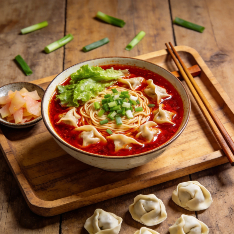 红汤饺子面图片