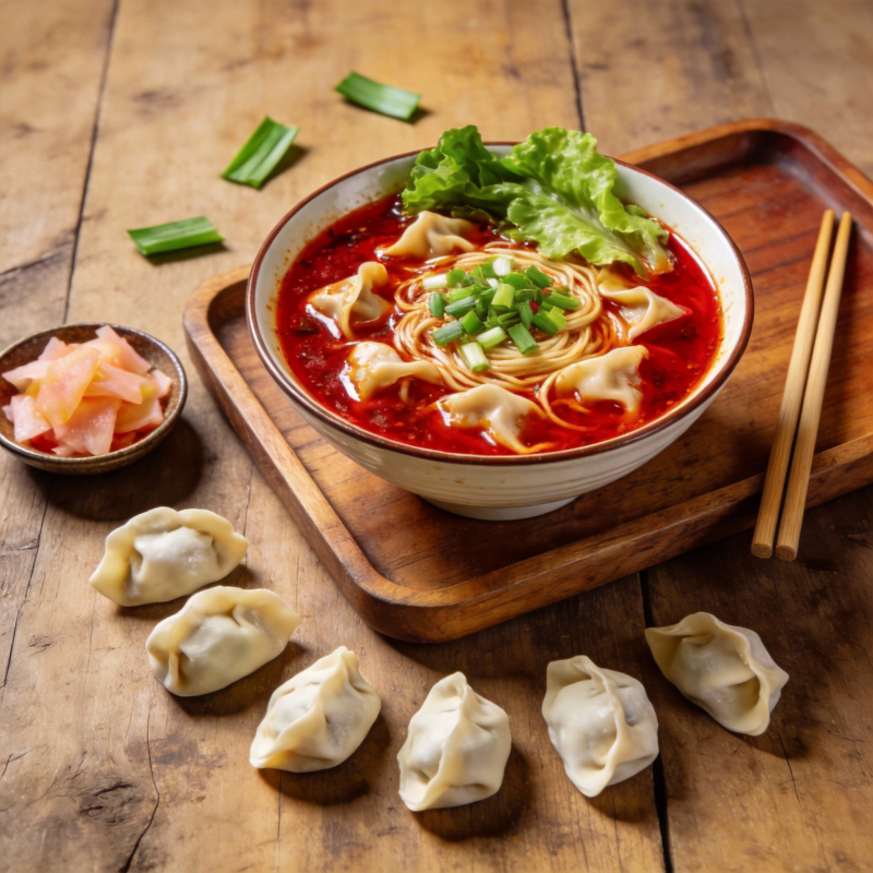 红汤饺子面图片