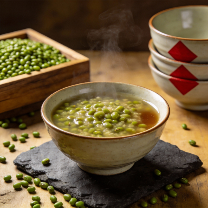 热腾腾的绿豆汤图片