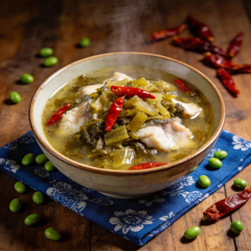 酸菜鱼汤热气腾腾图片