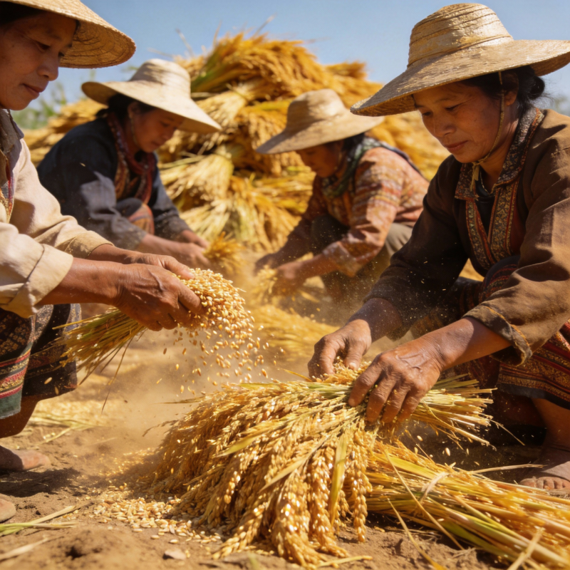 稻谷丰收忙图片