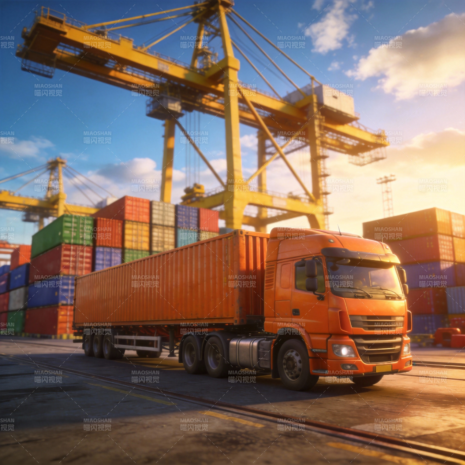 港口货运繁忙景象图片